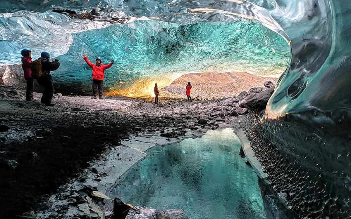 Inside an ice cave in Vatnajökull National Park